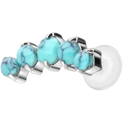 PTFE Labret mit Innengewinde + Titan-Aufsatz 5 SYNTHETISCHE TÜRKISE