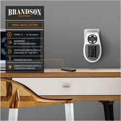 Brandson Steckdosen Mini Heizlüfter, Heizlüfter, Weiss