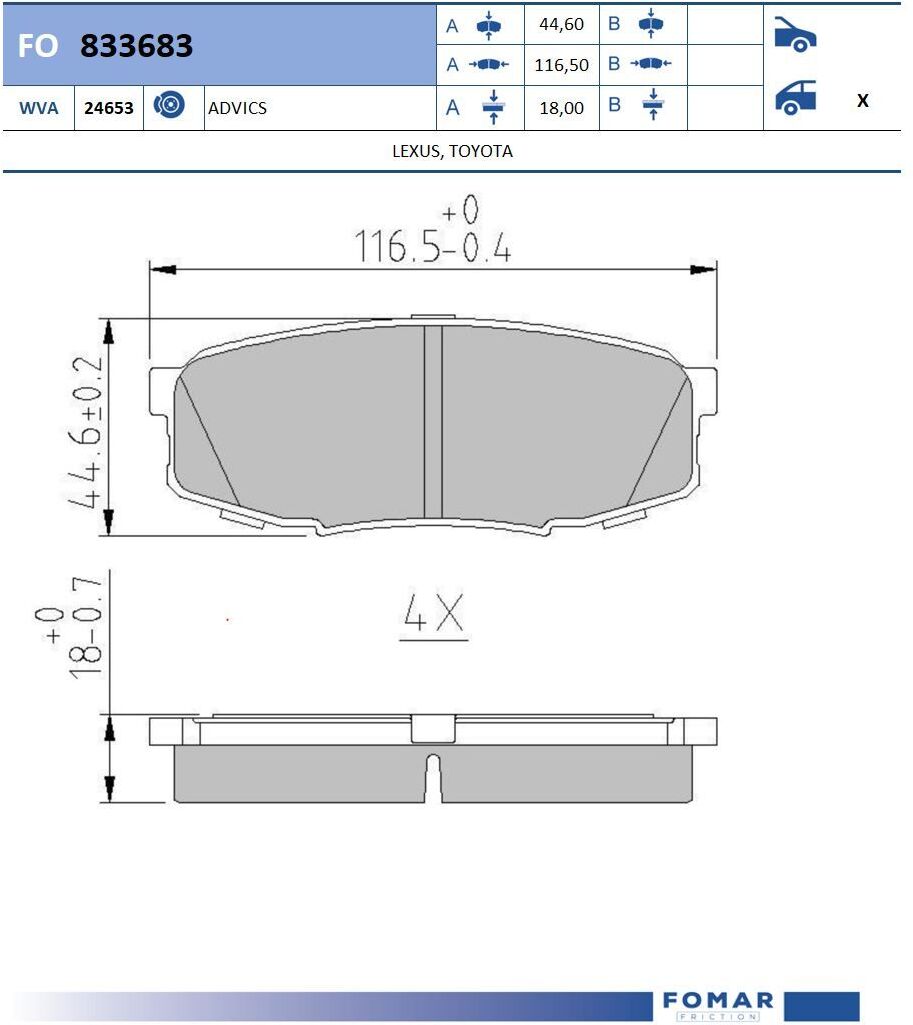 Fomar Friction Fo833683 Für Lexus Toyota