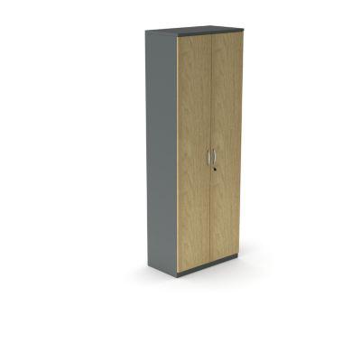 Schrank NEVADA, B 800 x T 445 x H 2225 mm, dunkelgrau/Eiche