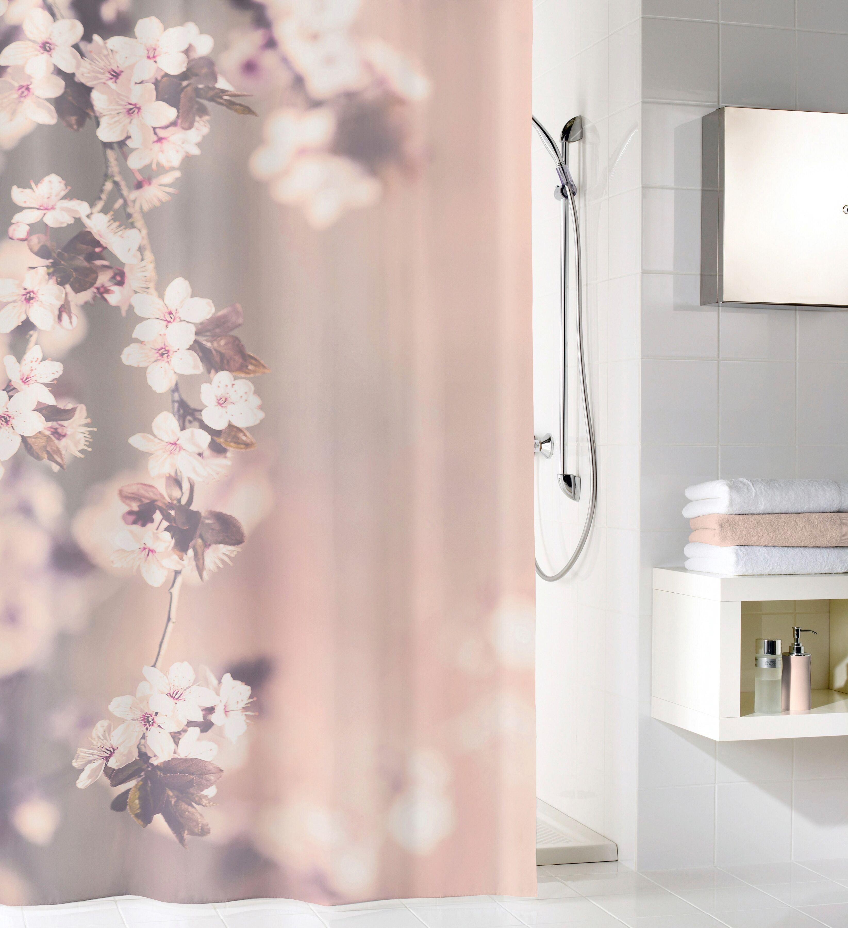 Duschvorhang KLEINE WOLKE, rosa (altrosa), B:180cm H:180cm, Polyester, Duschvorhänge, Duschvorhang altrosa B/H: 180cm x 180cm