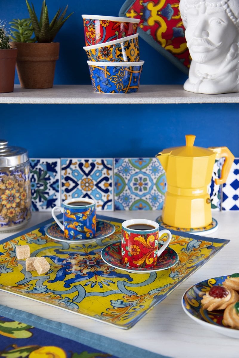 Solidchoice Decoratieve Glas Tray Trinacria 30 x 30 cm