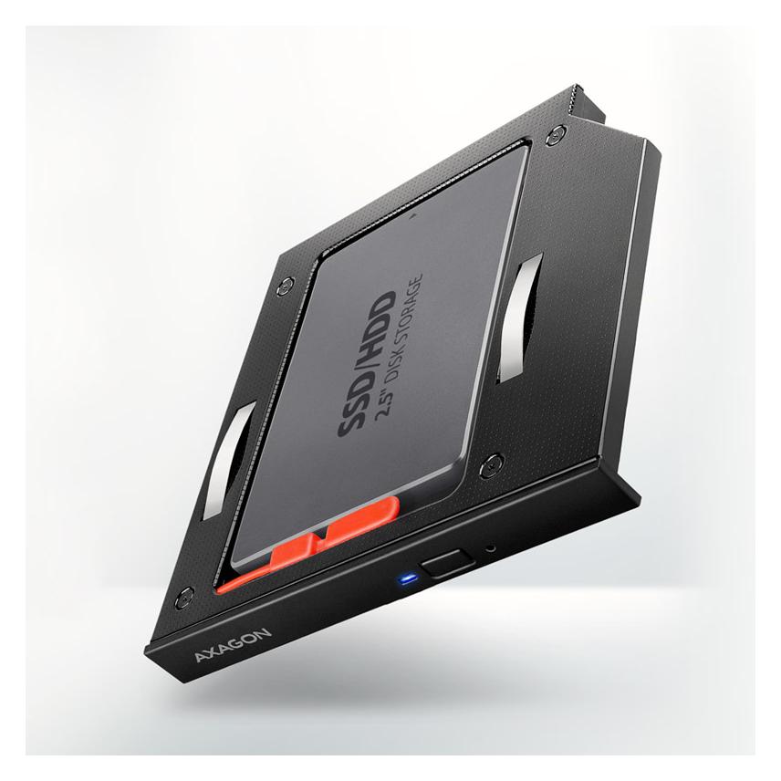 Axagon RSS-CD12 2,5 Zoll SSD/HDD Adapter für optisches Laufwerk, 12,7 mm, LED (RSS-CD12)
