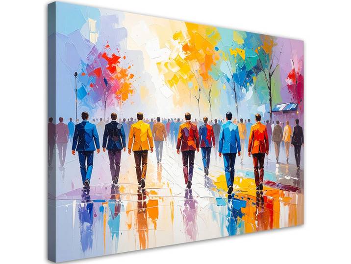 Feeby Leinwandbild Menschen auf der Straße Menschenmenge Stadt 120x80cm, Mehrfarbig, Person/Charakter, Rechteckig, 120x80 cm, Bilder & Rahmen, Bilder, Leinwandbilder