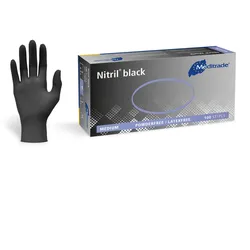 Meditrade Nitril Black | Nitril Handschuhe | 100 Stück | Größe L | schwarz