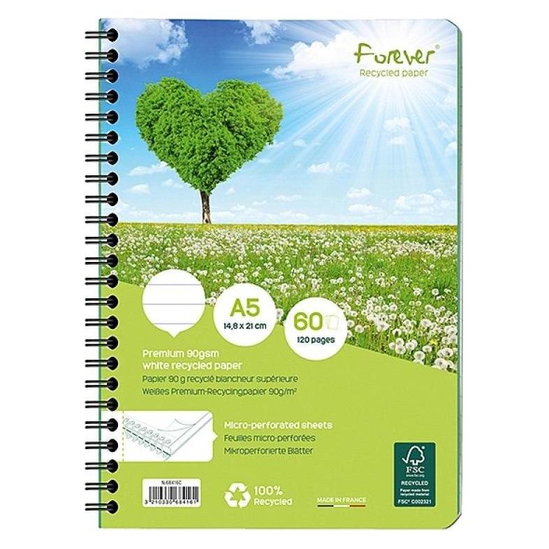 Teka Spiralnotizbuch A5/60K, grüne Linie (5 Stück) (A5, Liniert) (49019027)