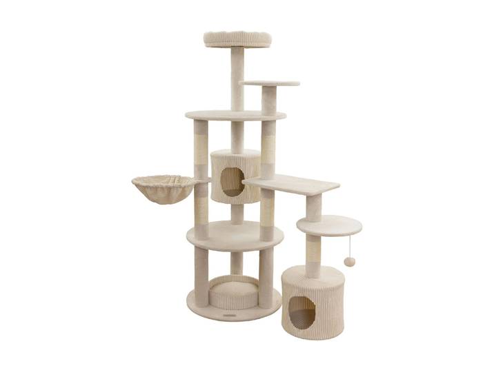 Kratzbaum KERBL Annika 104 x 59 x 164 cm , beige (natur), B:104cm H:164cm T:59cm, Plüsch, Sisal, Kratzbäume, Kratzbaum