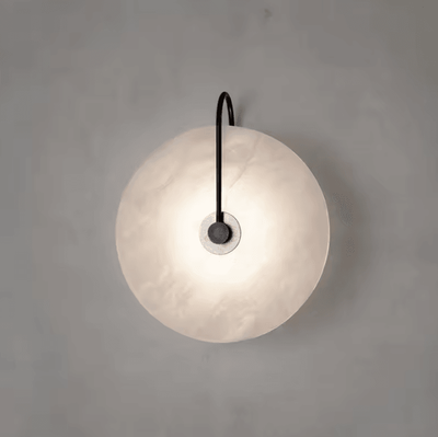 Inspire Curations Nordic Marble Circle LED Wall Light Moon Decor Sconce black warm Light 15cm