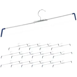 Relaxdays Hosenspannbügel, 18er Set, rutschhemmend, Hosen & Röcke, Spiral Hosenspanner, Breite 30-51,5 cm, silber/blau