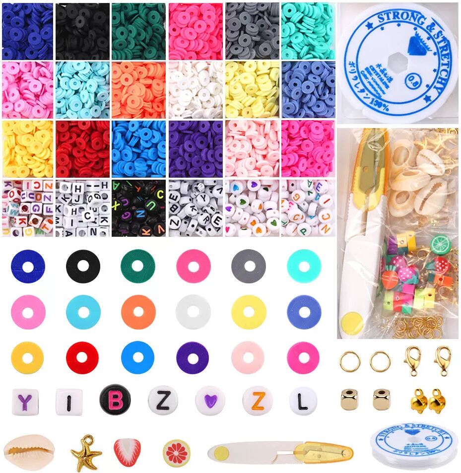 INF 4105 Stück Tonperlen in 18 Farben zur Herstellung von Armbändern und Schmuck.