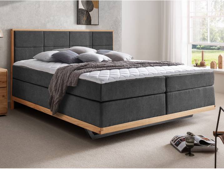 MELBOURNE Plus Boxspringbett, Härtegrad 3, dunkelgrau, 200 x