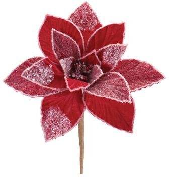 Melrose International Beaded Poinsettia Flower Stem (Set of 2)