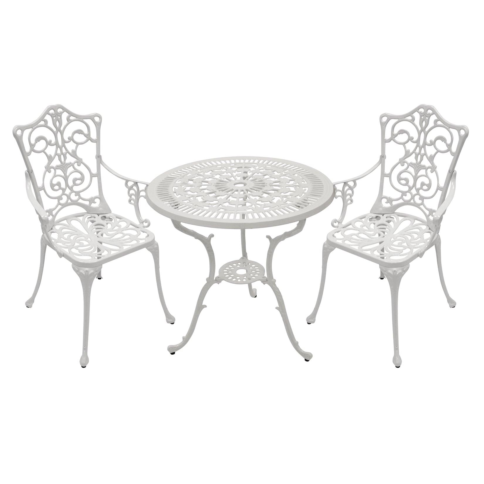 Bistroset Jugendstil 3-teilig, Aluguss weiss
