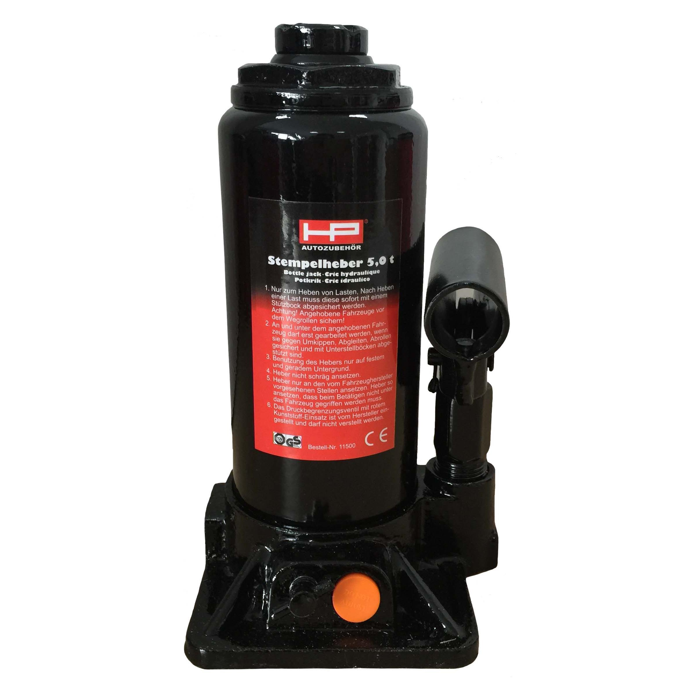HP Autozubehör Hydraulischer Wagenheber 5 t Arbeitshöhe: 197 - 382 mm (5000 kg, 19.70 - 38.20 cm) (11500)