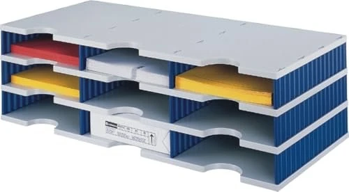 styro Sortierstation Styrodoc grau/blau mit 9 Fächer