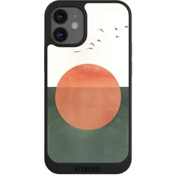 Nivocase Handyhülle für Apple iPhone 12 mini Hülle NIVOpure Case Schwarz Sonnenschein Sonnenuntergang Vogel (Apple iPhone 12 mini), Smartphone Hülle, Schwarz