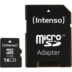 Intenso Class 10 - Flash-Speicherkarte (microSDHC/SD-Adapter inbegriffen) - 16 G...