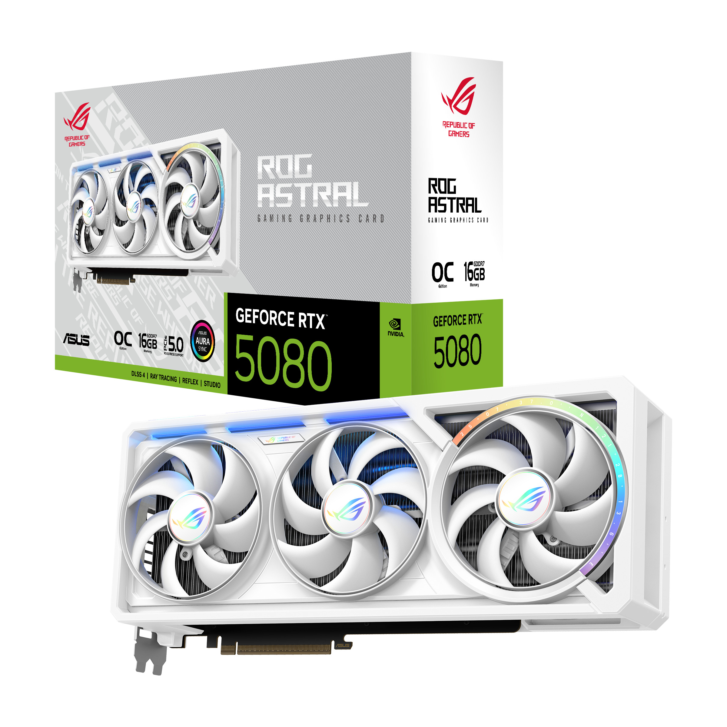 ASUS ROG ASTRAL GeForce RTX 5080 White OC ROG-ASTRAL-RTX5080-O16G-WHITE Grafikkarte 16GB GDDR7, 2xHDMI, 3xDP 90YV0LV4-M0NA00