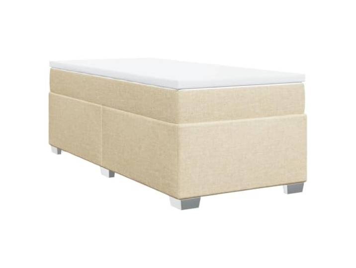 KKgypkn Boxspringbett mit Matratze Creme 90x190 cm Stoff – Taschenfederkernmatratze mit Lattenrost, weiche und atmungsaktive Polyester-Oberfläche, Abnehmbarer Bezug, stabile Bettfüße
