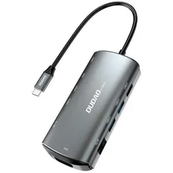 Dudao 11in1 multifunctional HUB USB Type C - USB Type C PD 60 W / HDMI / 3.5 mm mini jack / 1x USB 2 (USB-C, 11 Ports), Dockingstation + USB Hub, Grau