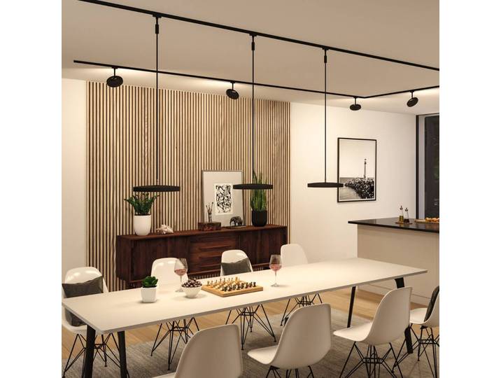 Paulmann URail LED-Pendelleuchte Hildor, schwarz 3.000K dim. dimmbar, schwarz, für Arbeitszimmer / Büro, Metall, Modern