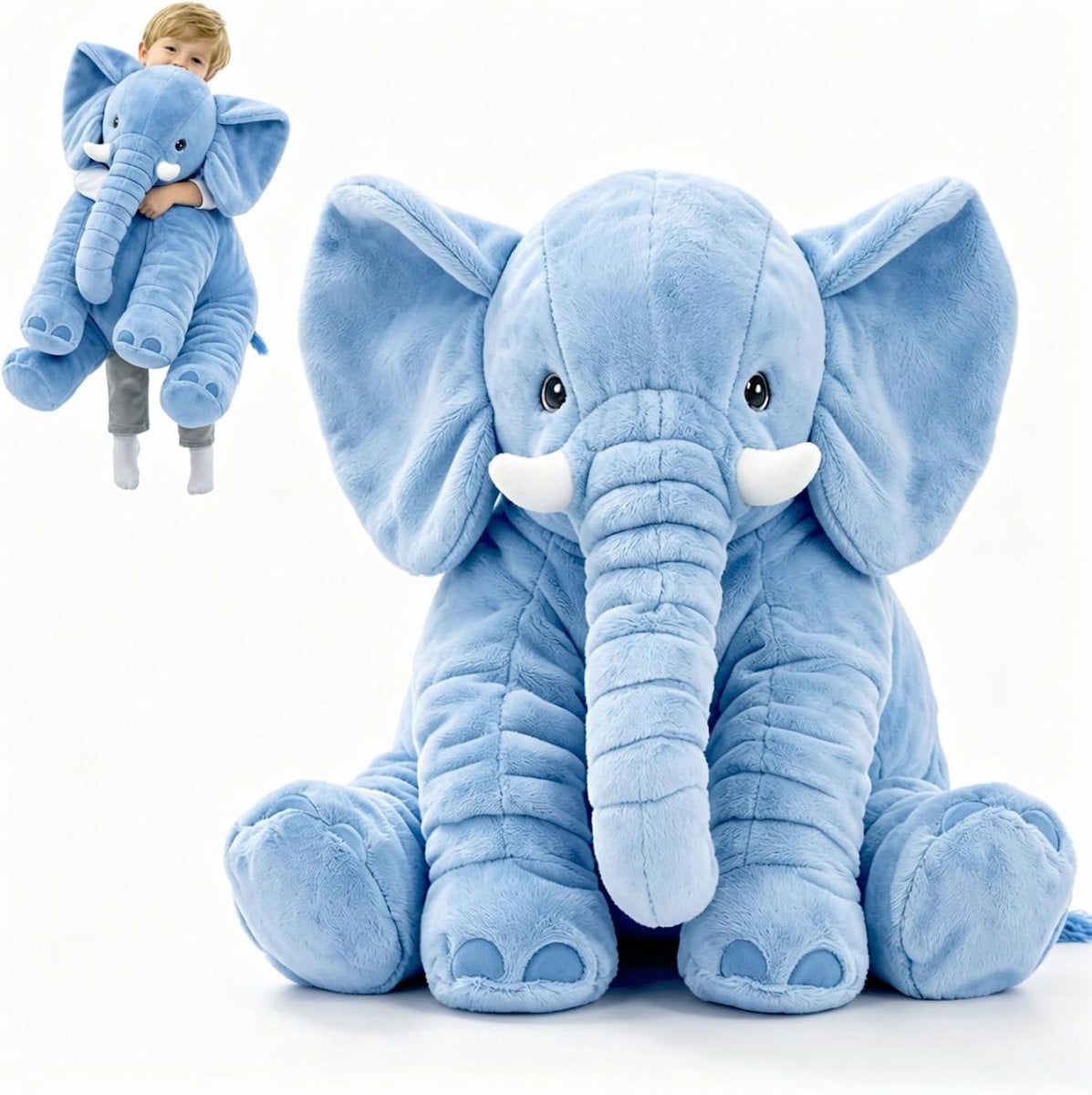 XXL Zachte Olifanten Knuffel, 60 cm, Grote Pluche Olifant als Decoratief Speelgoed