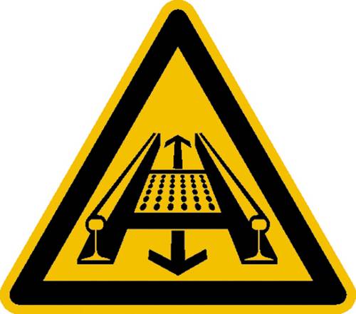 Warnschild Gefahren durch eine Förderanlage im Gleis Folie selbstklebend 200mm 1St.