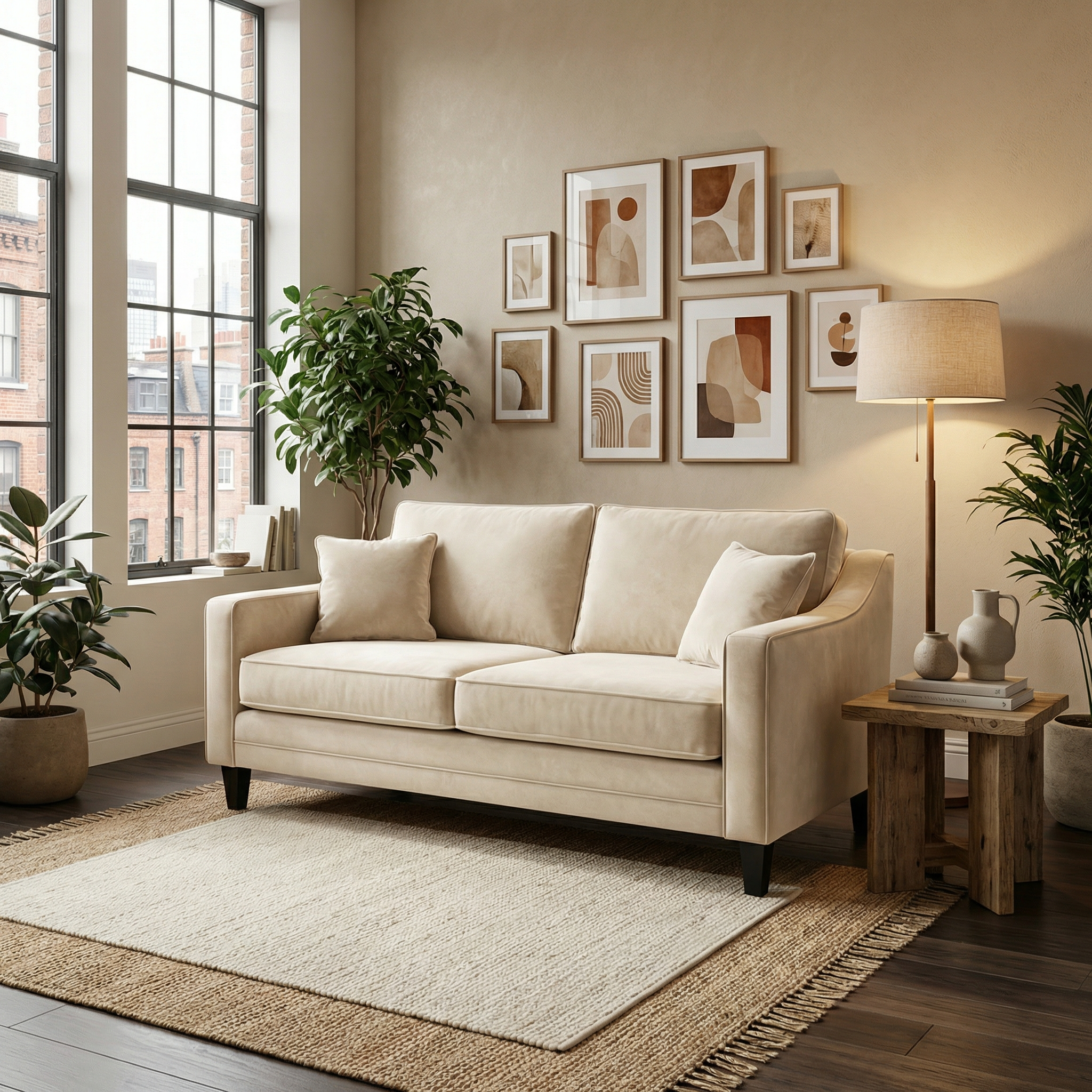 Sofa Style Wiltshire 2 Seat Velvet Sofa in Cream
