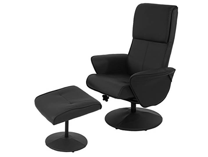Mendler Relaxsessel Helsinki - Kunstleder, schwarz Fernsehsessel, Relaxliege, TV-Sessel, mit Hocker