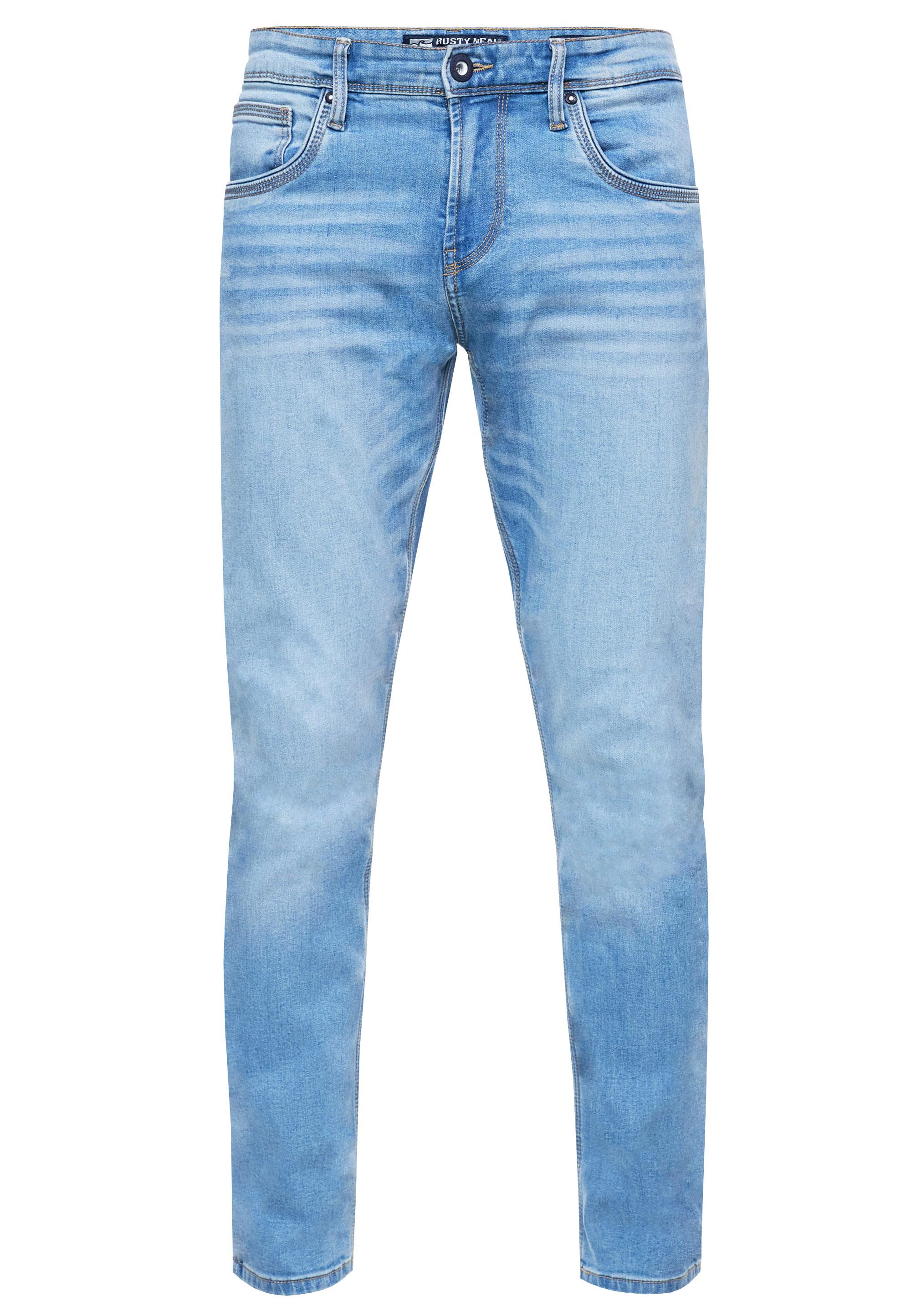 Lichtblauwe gebruikte jeansbroek "MELVIN" Slim Fit katoen-stretch