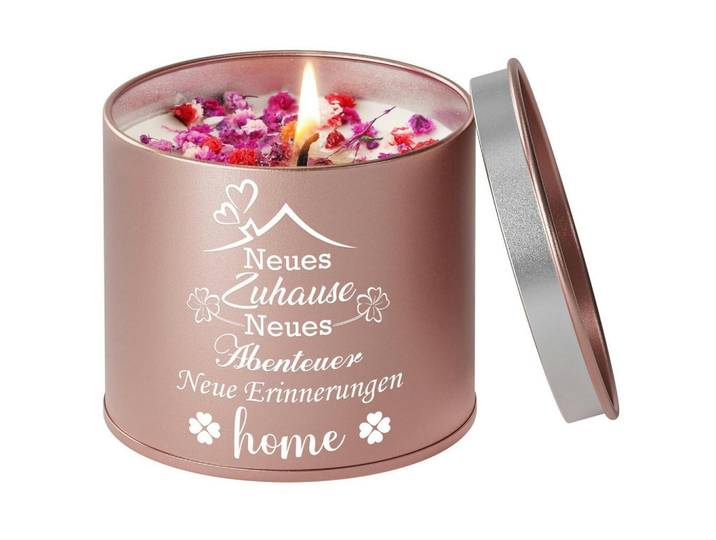 Duftkerze im Glas Roségold Blumen-Lavendelduft, Goldfarben, Paraffin, 8 cm, Dekoration, Kerzen & Kerzenhalter, Duftkerzen
