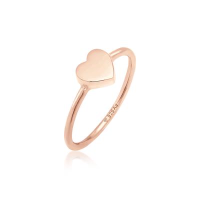 Silberring ELLI "Ring Herz Liebe Valentinstag Zeitlos 925 Silber" Gr. 56, rosa (rosegold), Fingerringe, Damen, 56, Silber 925 (Sterlingsilber), Silberring