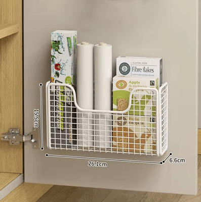 Inspire Curations DoorSpace Cabinet Door Storage Rack & Punch Free Organizer Shelf white