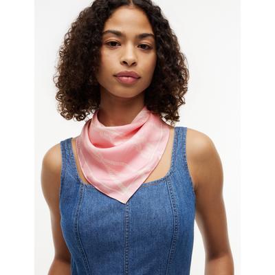 Modetuch TOMMY HILFIGER "TOMMY SCRIPT SILK SQUARE", Damen, rosa (classic pink), Web, Seide, Modetücher, aus reiner Seide