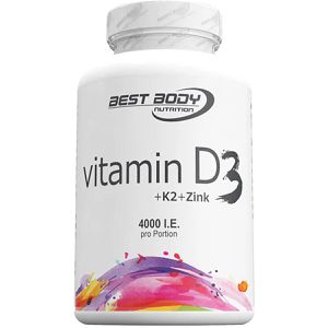 Best-Body-Nutrition Vitamin-D 80 Tablette, Vitamin D3 + K2 + Zink, je Kapsel 4000 I.E.