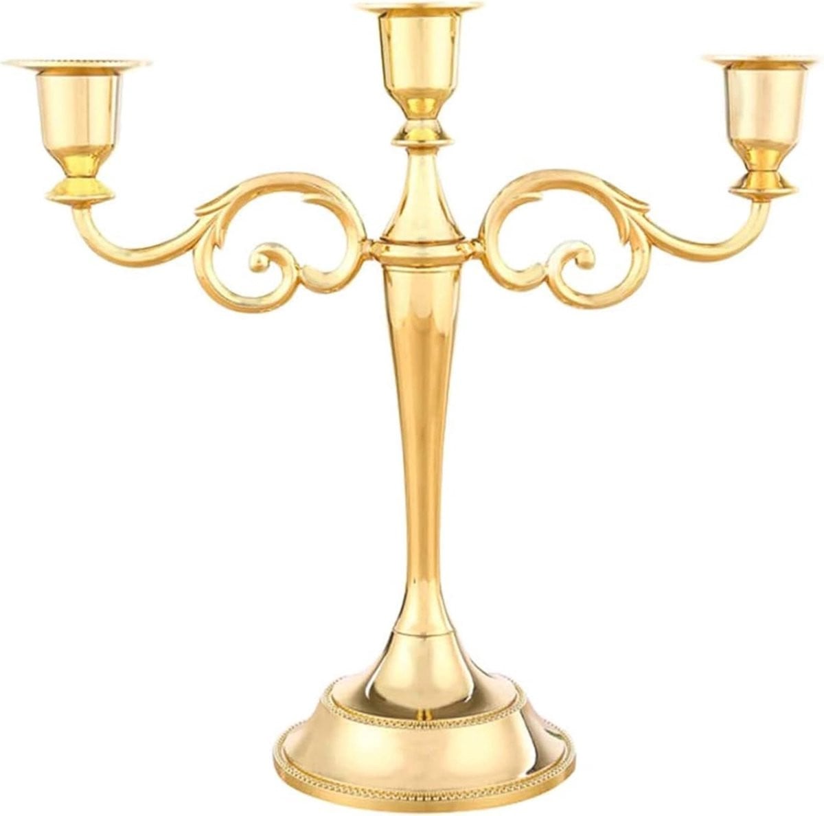 Elegante 3-armige metalen kandelaar voor taperkaarsen voor tafeldecoratie