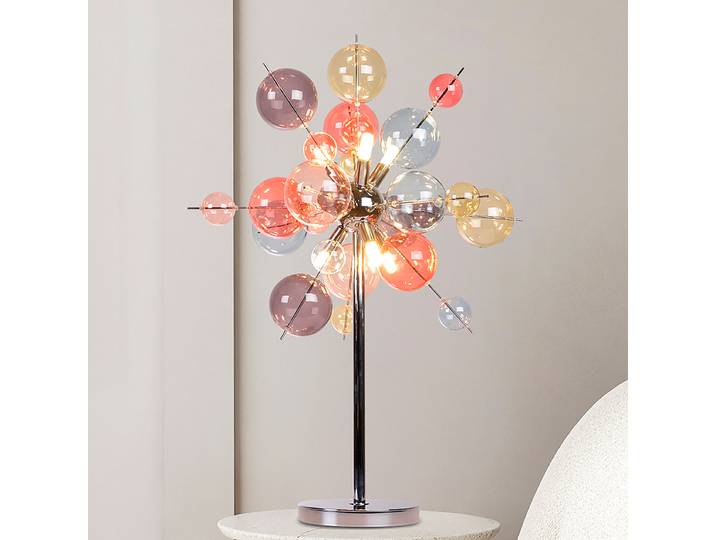 Lampe de table Ø 51cm Argenté/Multicolore acier, poli verre teinté G9