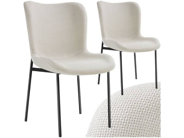 Chaises - TECTAKE - Lot de 2 fauteuils rembourrés TESSA avec revêtement en tissu et forme ergonomique - Noir/Blanc