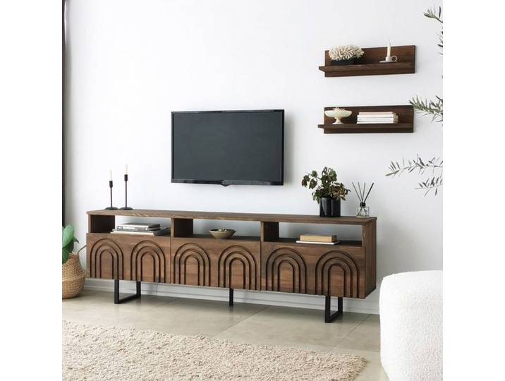 Meuble TV - EMOB - Locelso - Bois massif - Pieds métal antibactérien