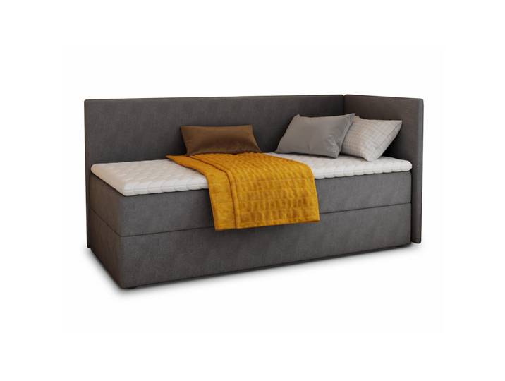 Sofnet Boxbett Flame - 90x200 - dunkelgrau (Kronos 22, Velvet - Kronos), Dunkelgrau, H3, Rechteckig, 90x200 cm, Schlafzimmer, Betten, Boxspringbetten