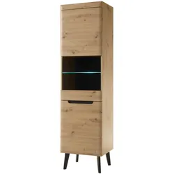 VITRINE Eiche Artisan, schwarz 53 cm, Vitrinenschrank skandinavisch