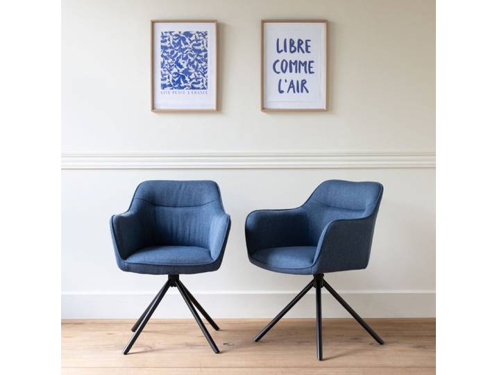 Lot de 2 chaises en tissu bleu DANNA