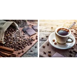 EUROART Glasbild 20 x 40 cm Coffee IV 2tlg. Glas Braun