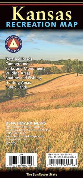 Carte des loisirs du Kansas   Benchmark Maps