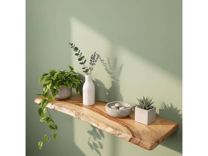 ACHZYFT 30–150cm Langes Unregelmäßiges Wandregal Aus Naturholz 2,8cm Dicke, Rustikale Wandregale Aus Holz Für Schlafzimmer, Wohnzimmer, Küche Und Badezimmer(130x20cm)