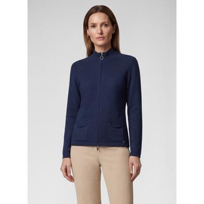 Strickjacke RABE "Strickjacke", Damen, Gr. 48, dunkelblau, Obermaterial: 50% Baumwolle, 50% Polyacryl, unifarben, tailliert, Strickjacken Strickjacke