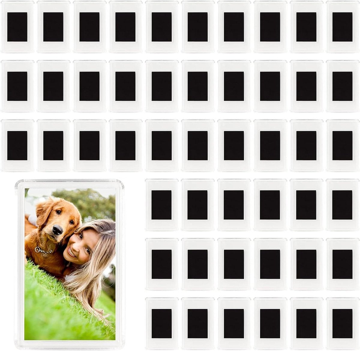 Set van 50 transparante magnetische fotolijstjes voor op de koelkast