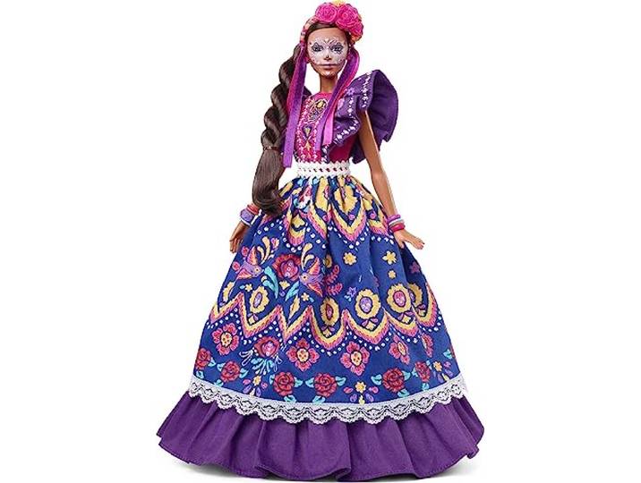 Barbie 2022 Día De Muertos Puppe mit traditionellem Rüschenkleid, Blumenkrone und Calavera-Gesichtsbemalung, Geschenk für Sammler