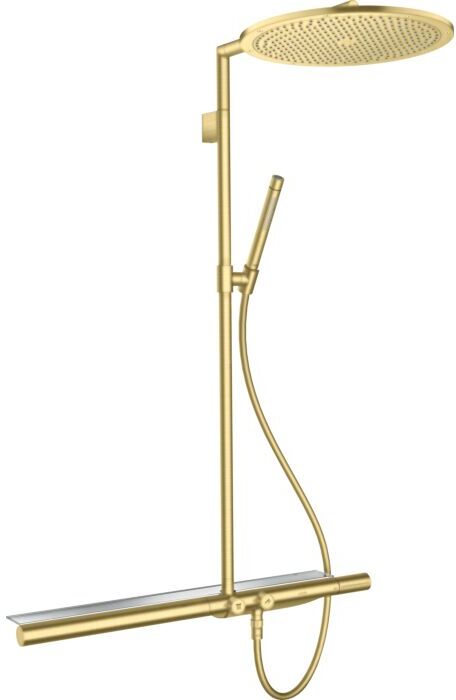 Hansgrohe Axor Showerpipe 27984950 mit Thermostat 800, Kopfbrause 350 1jet, brushed brass