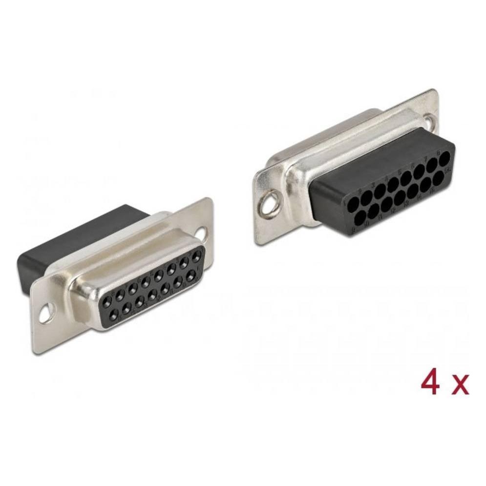 Delock D-Sub 15 Pin Crimp Buchse, Metall, 4 Stück (66720)